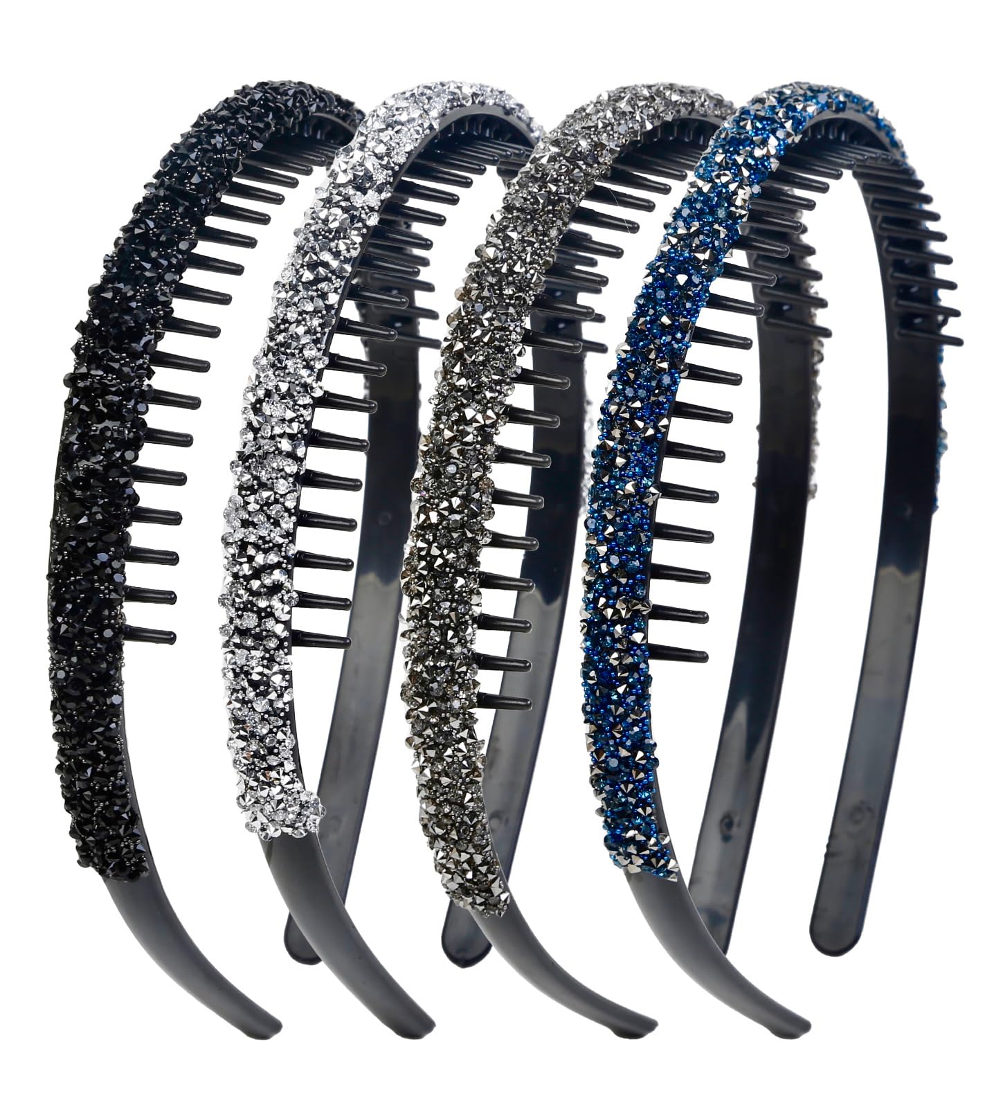 Diadema Huachi de cristal plateada con dientes, ideal para bodas y eventos elegantes