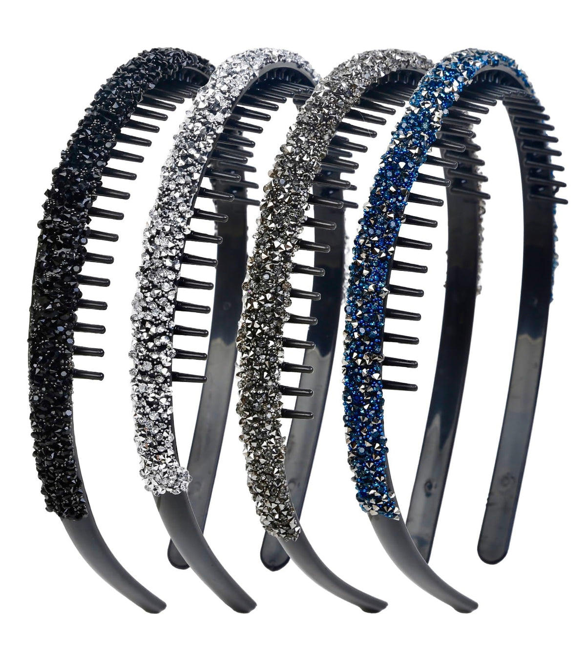 Diadema Huachi de cristal plateada con dientes, ideal para bodas y eventos elegantes
