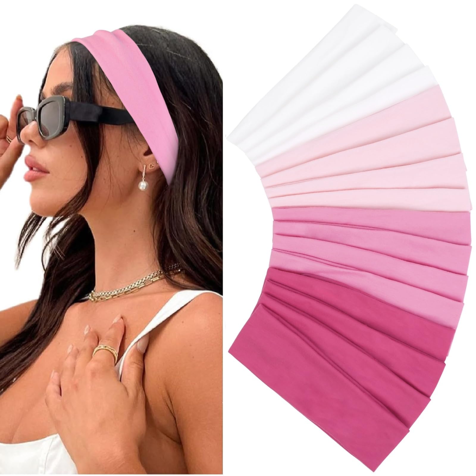 Diadema Huachi para mujer rosa, conjunto de 16, ideal para peinar y uso diario.
