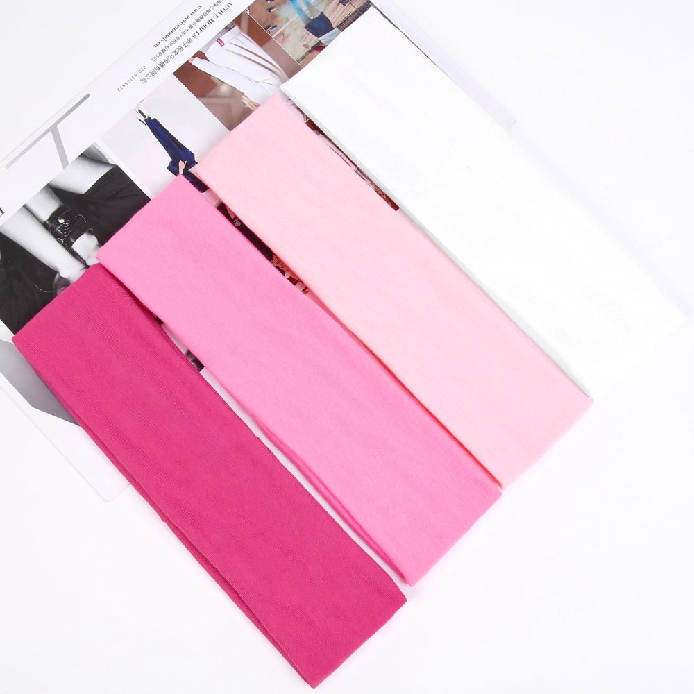Diadema Huachi de tejido suave blanco y rosa para maquillaje y spa.