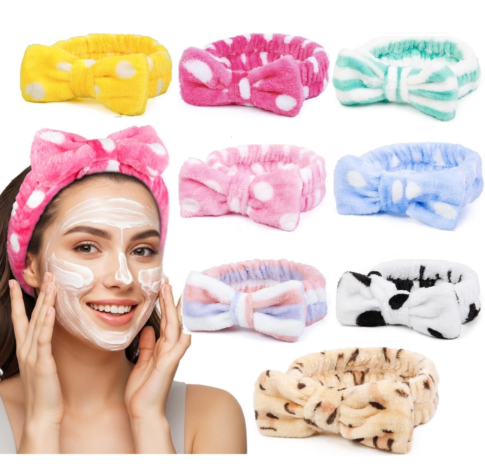 Huachi headbands estampado animal, diseño divertido para tu rutina de cuidado diario.