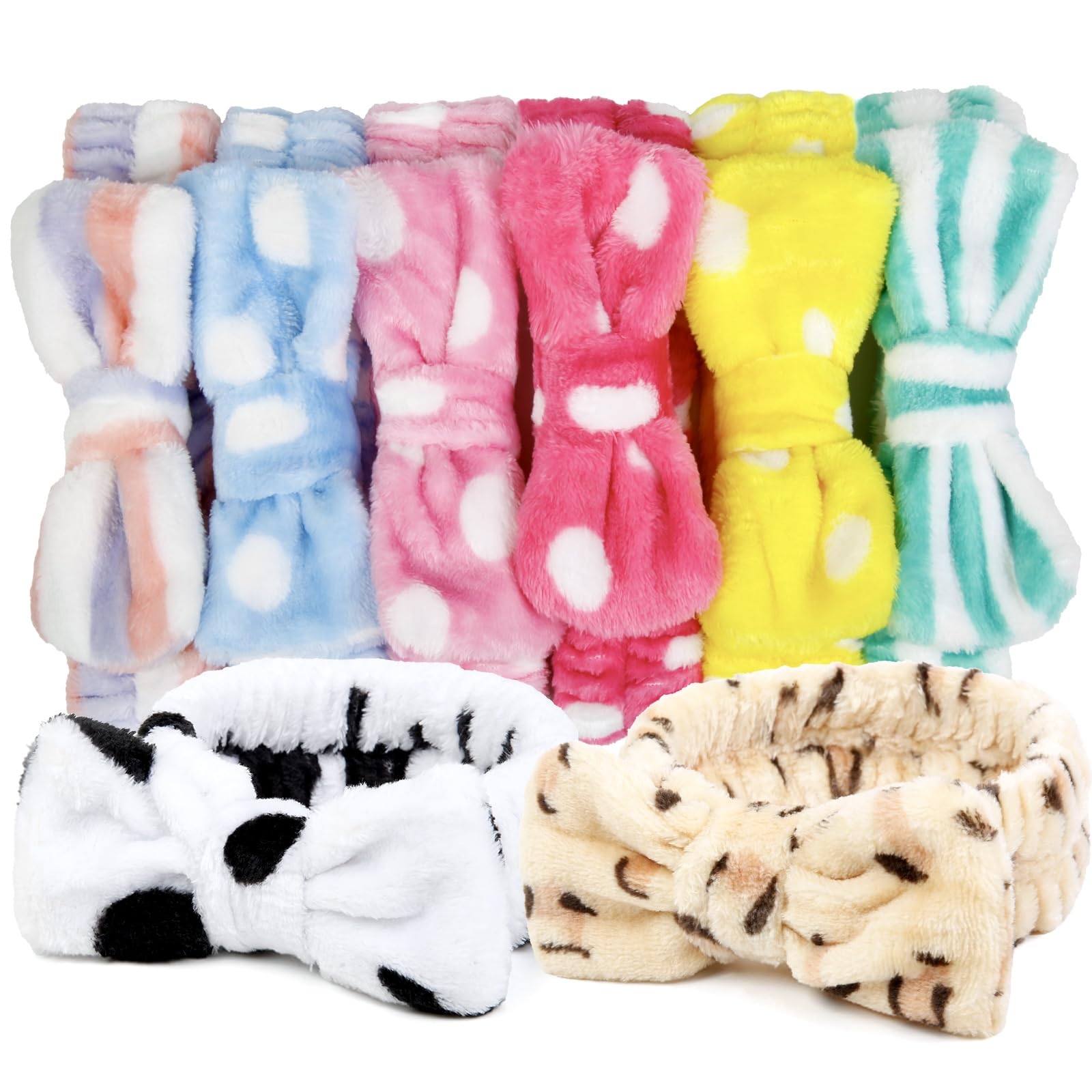 Huachi headbands con lazo grande, mantiene el cabello fuera del rostro durante la limpieza facial.