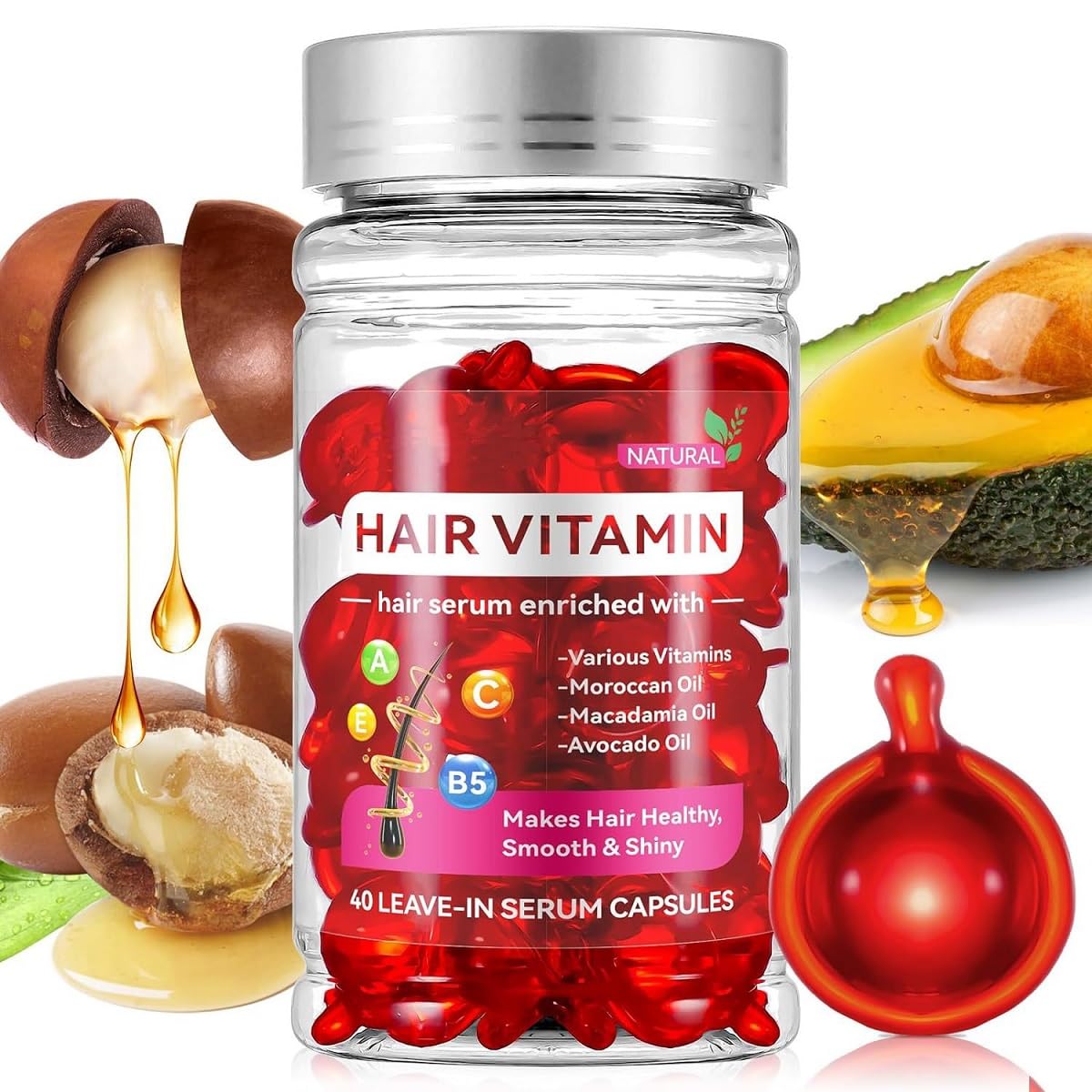 HuaQing cápsulas-serum con aceite de aguacate para cabello suave y brillante