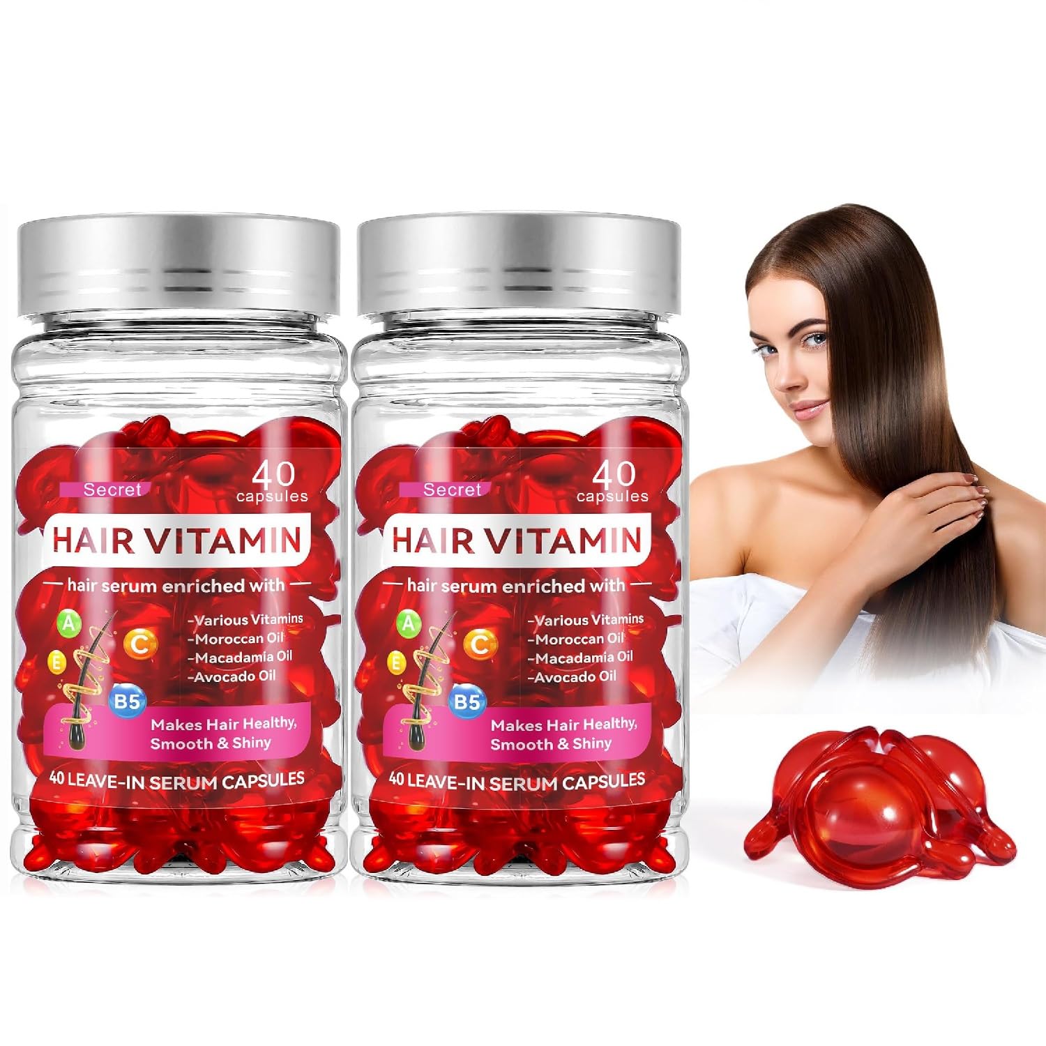 HuaQing cápsulas-serum para cabello dañado con macadamia, suavidad y nutrición efectivas
