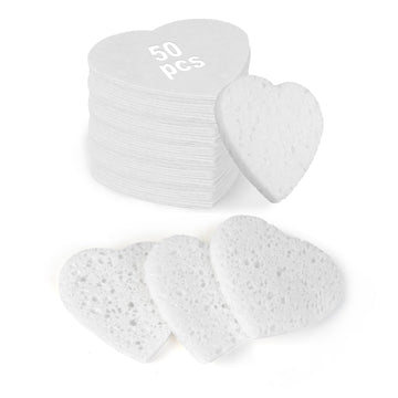 HUAXIN Biotechnology esponjas faciales en forma de corazón, 50 unidades para exfoliar suave