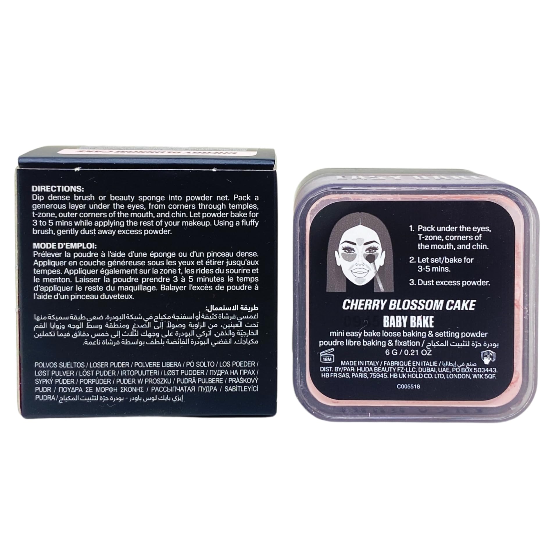 Empaque mini compacto de Huda Mini Easy Bake para retoques diarios
