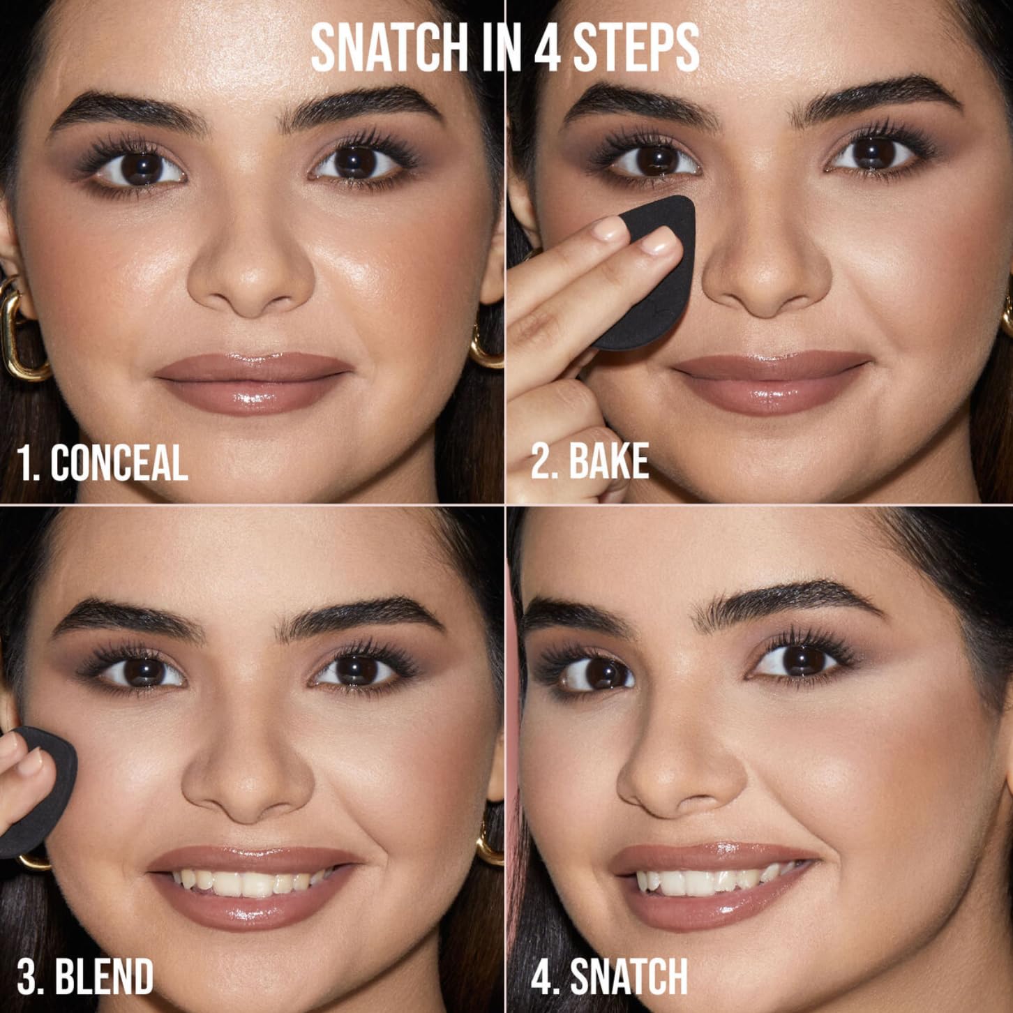 Hydratation avec hyaluronique dans HUDA Easy Bake et Snatch, douceur longue durée.