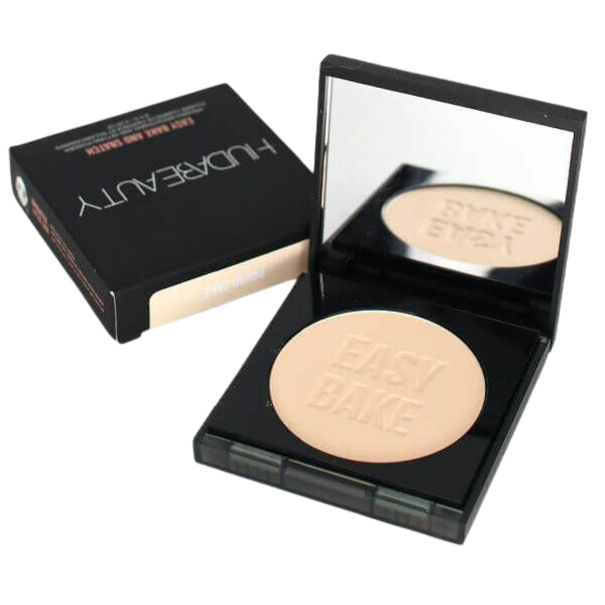 Poudre compacte HUDA BEAUTY Easy Bake et Snatch, éclat durable et fini naturel.