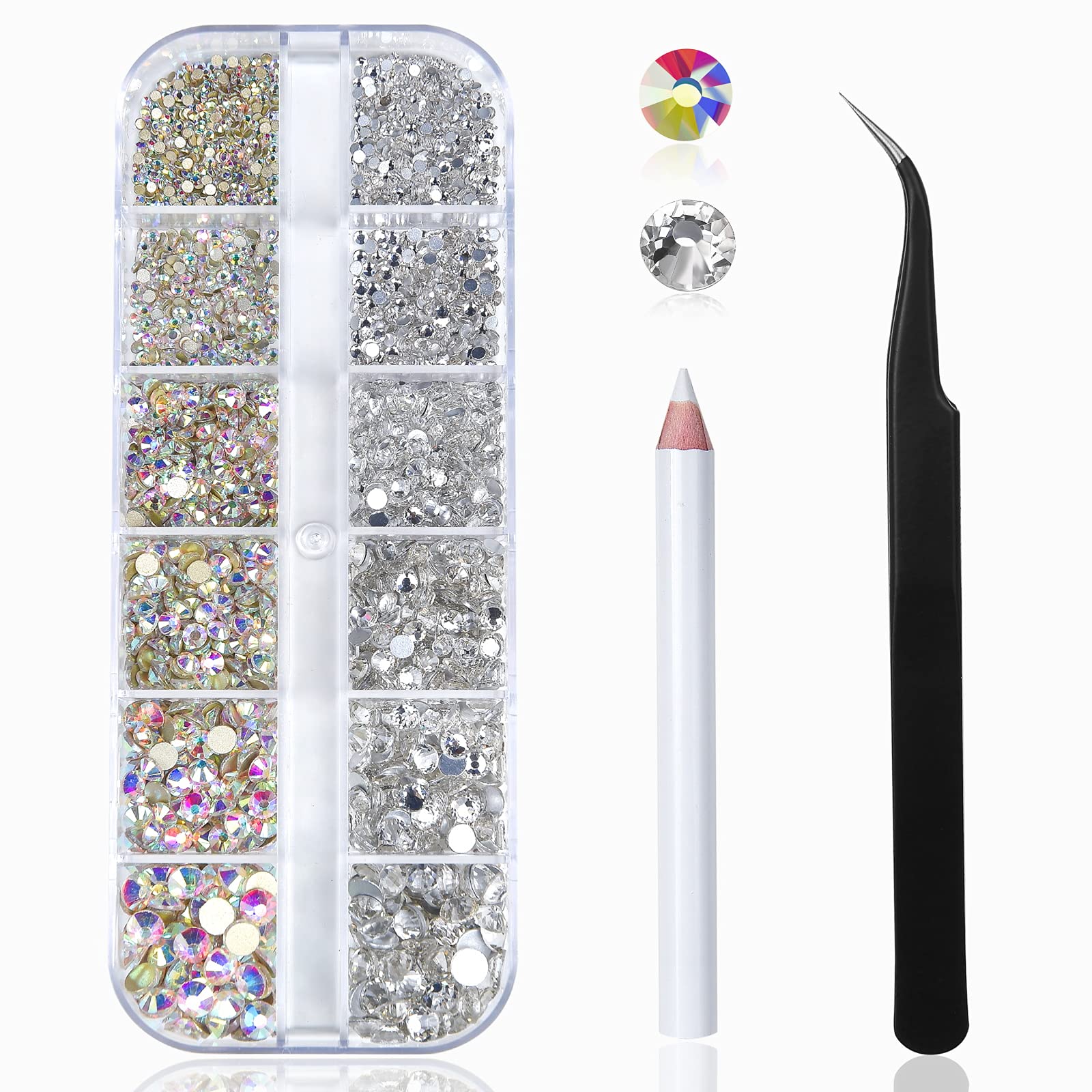 Piedras HUETFAT AB para uñas con brillo iridiscente.