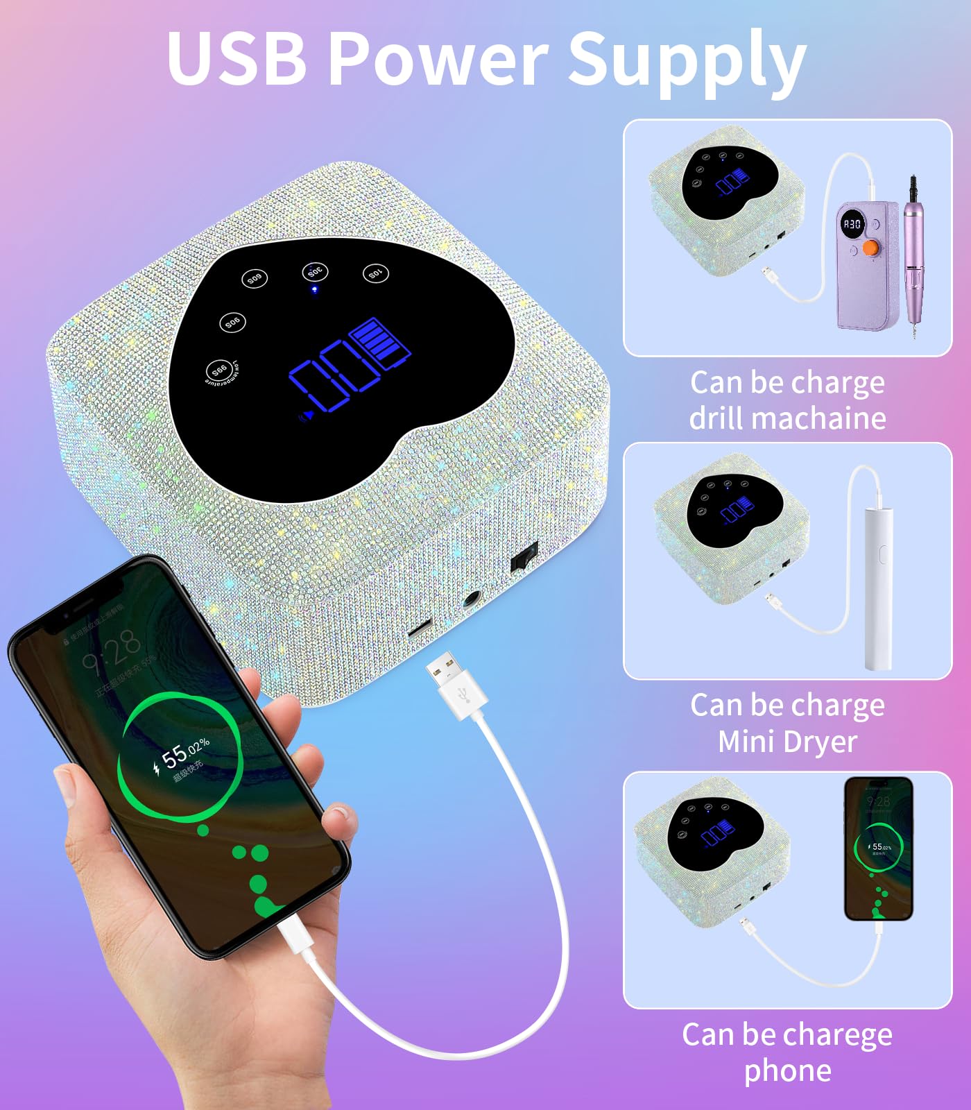 Lámpara UV HugMaple con espacio amplio para uñas de manos y pies
