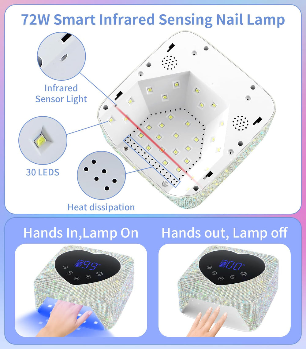 Lámpara UV HugMaple, pantalla grande y temporizadores fáciles para uñas