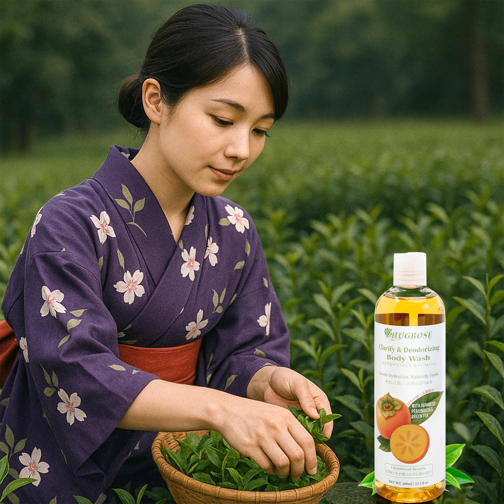 HUGROSE Persimmon: fragancia cítrica‑amaderada para un momento de spa en casa.