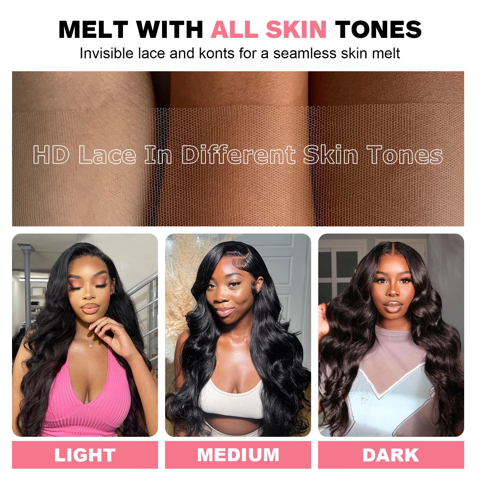 Hugsun bleach-ready lace front wig, natural color, 30 inch, versatile styling options.