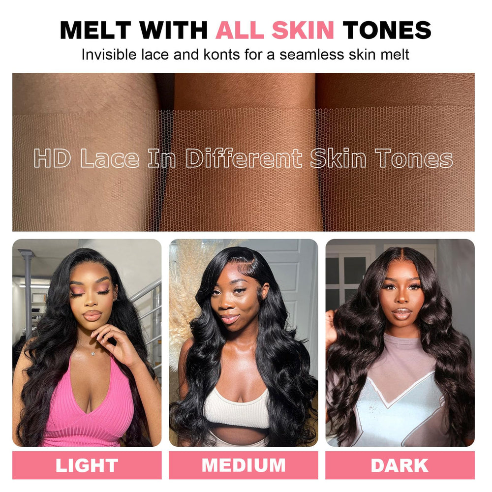 Hugsun bleach-ready lace front wig, natural color, 30 inch, versatile styling options.