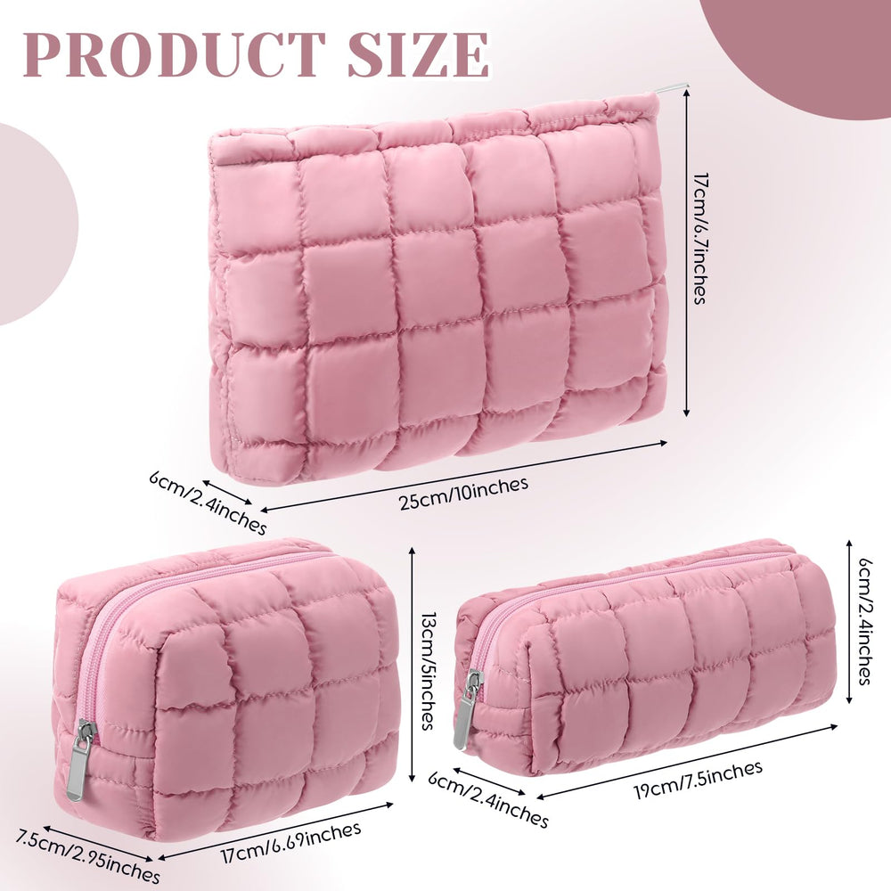 Bolsas Huhumy, bolsa maquillaje acolchada con cuadros mediana, perfecta para llevar esenciales.