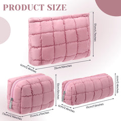 Bolsas Huhumy, bolsa maquillaje acolchada con cuadros mediana, perfecta para llevar esenciales.
