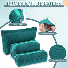 Bolsa pequeña Huhumy pana verde oscuro, perfecta para accesorios y neceseres compactos.