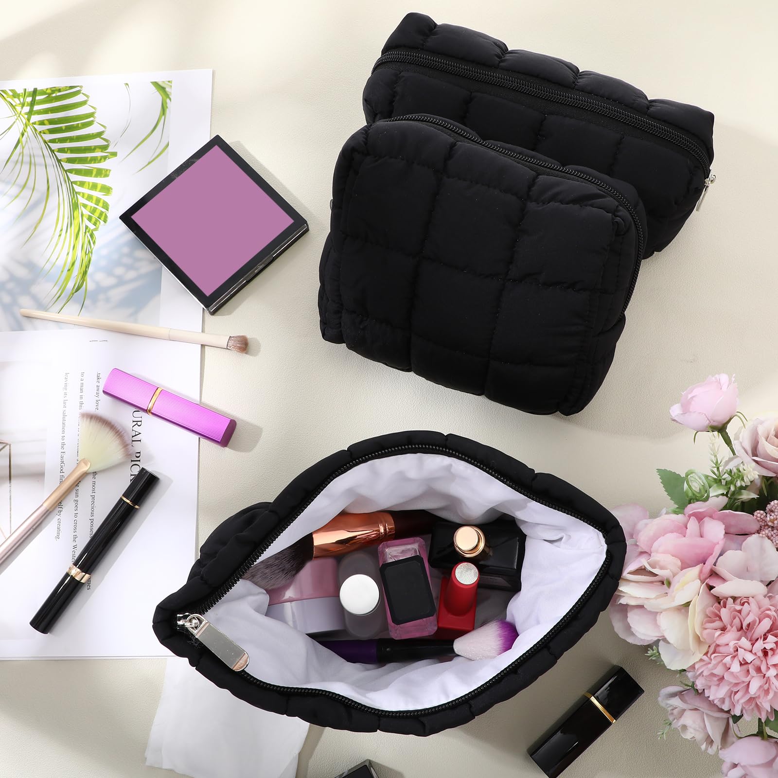 Bolsa Huhumy compacta y versátil para maquillaje y brochas en viaje.