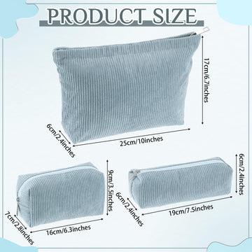 Bolsa corduroy azul mediana de Huhumy, organizador compacto para maquillaje.