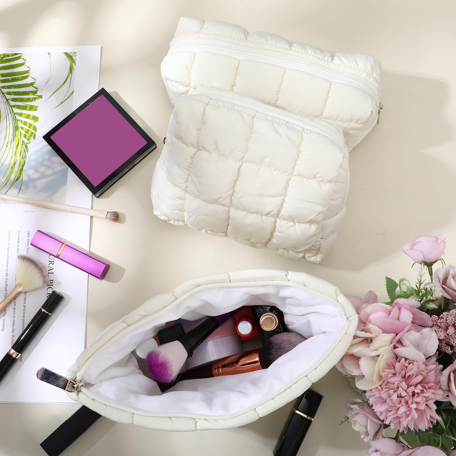 Organizador de viaje Huhumy acolchado para maquillaje y aseo.
