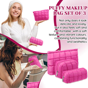 Huhumy regalo bolsa maquillaje acolchada rosa intenso, opción de regalo ideal
