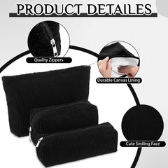 Trío de neceseres corduroy Huhumy, capacidad práctica para viaje.