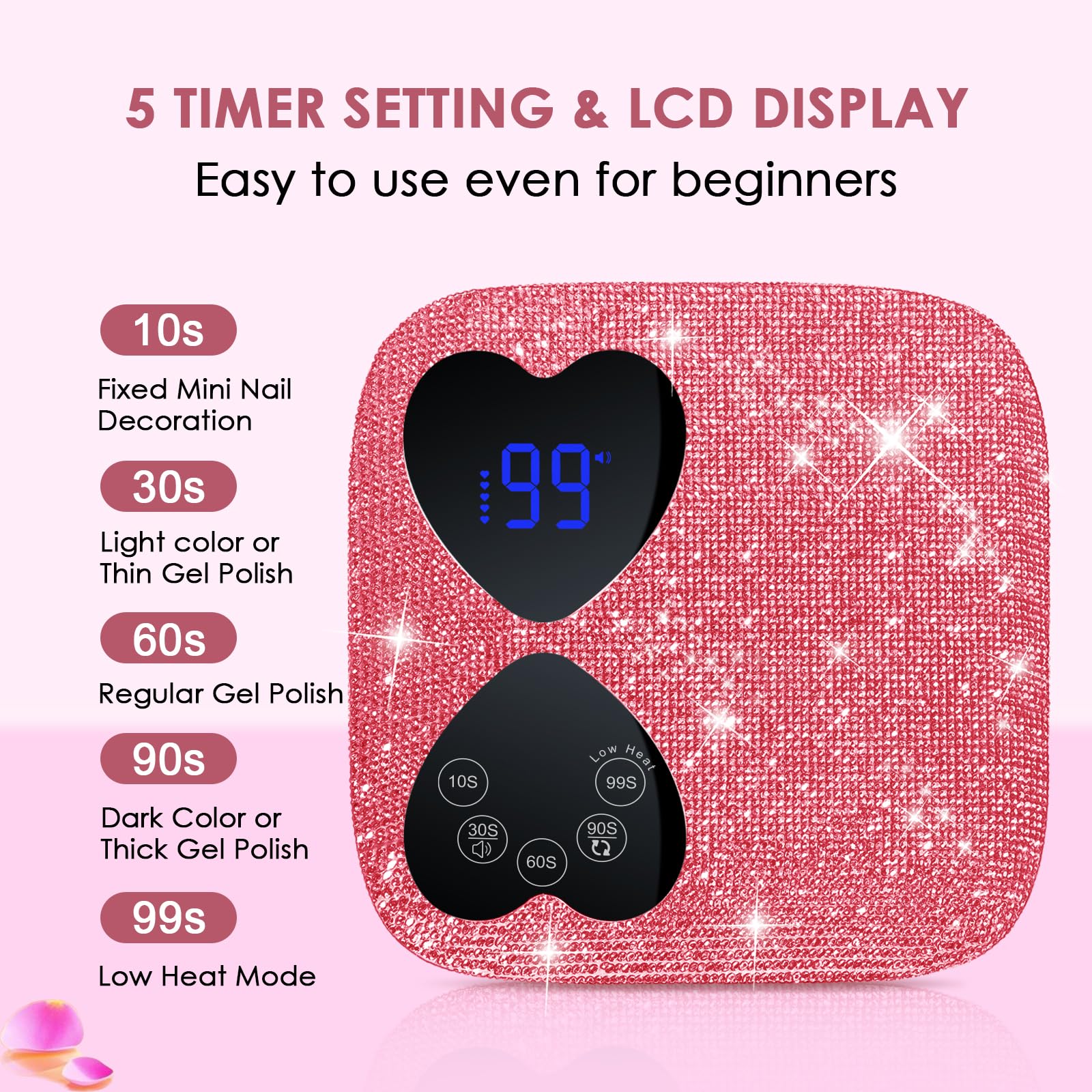 Pantalla táctil en forma de corazón de HUITINE para ajustar 5 temporizadores.