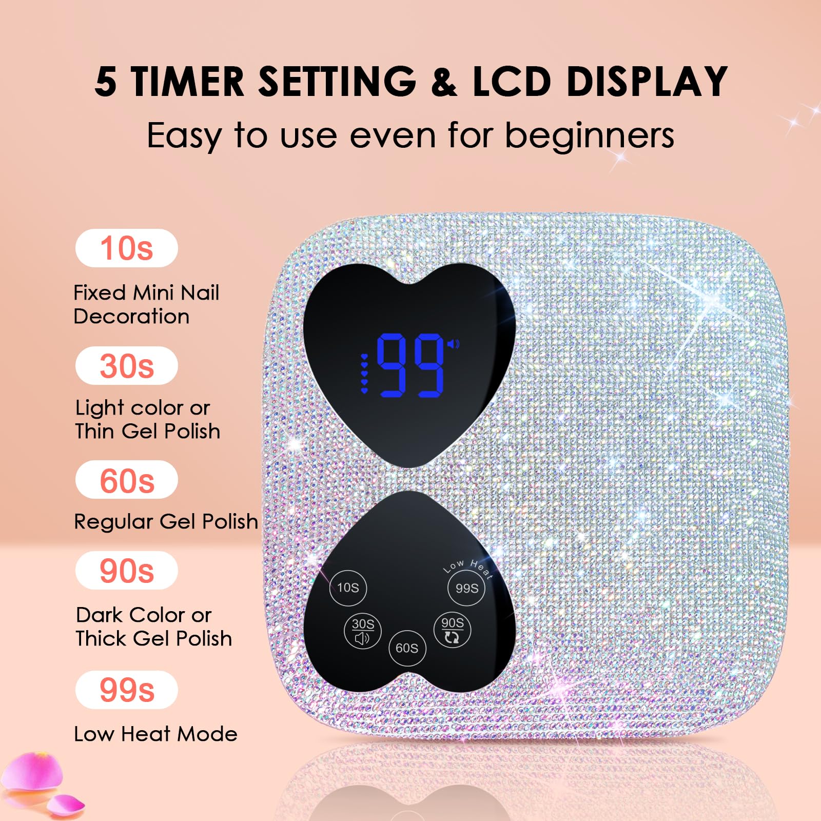 Lámpara HUITINE UV LED con pantalla táctil grande y control de tiempos