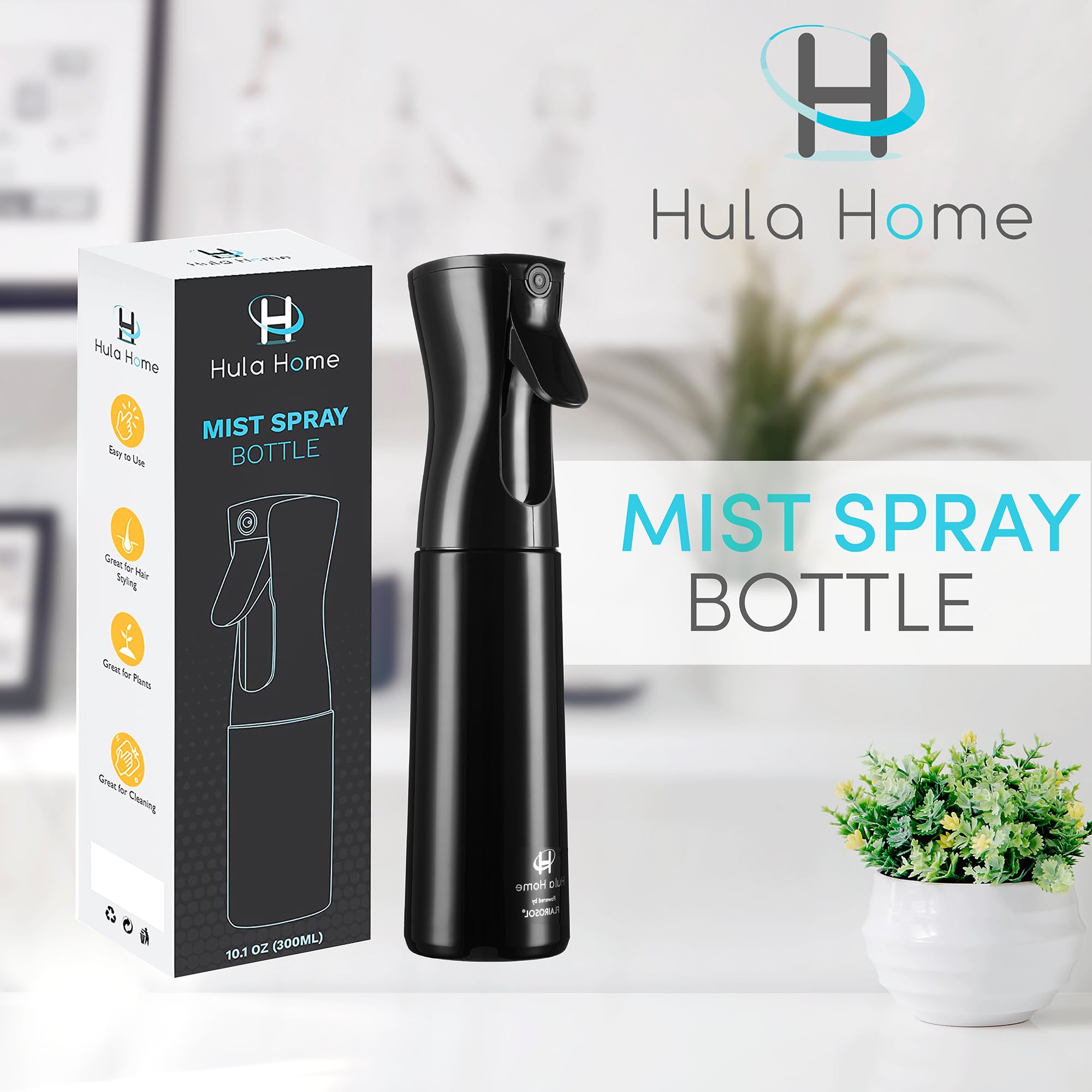 Botella Hula Home para belleza, rociado continuo y acabado uniforme