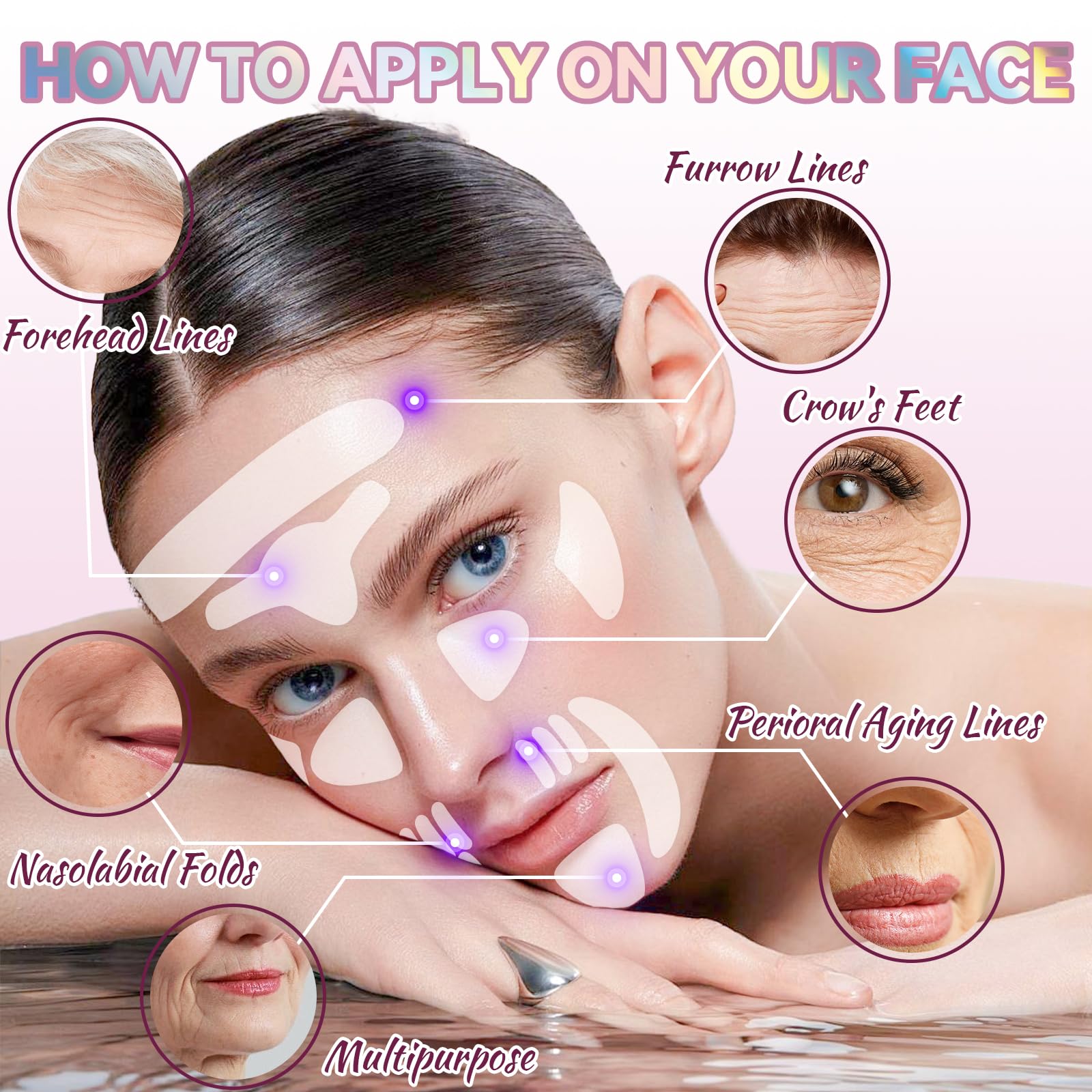Parche HULEIWA para cejas, uso suave alrededor de la zona frontal