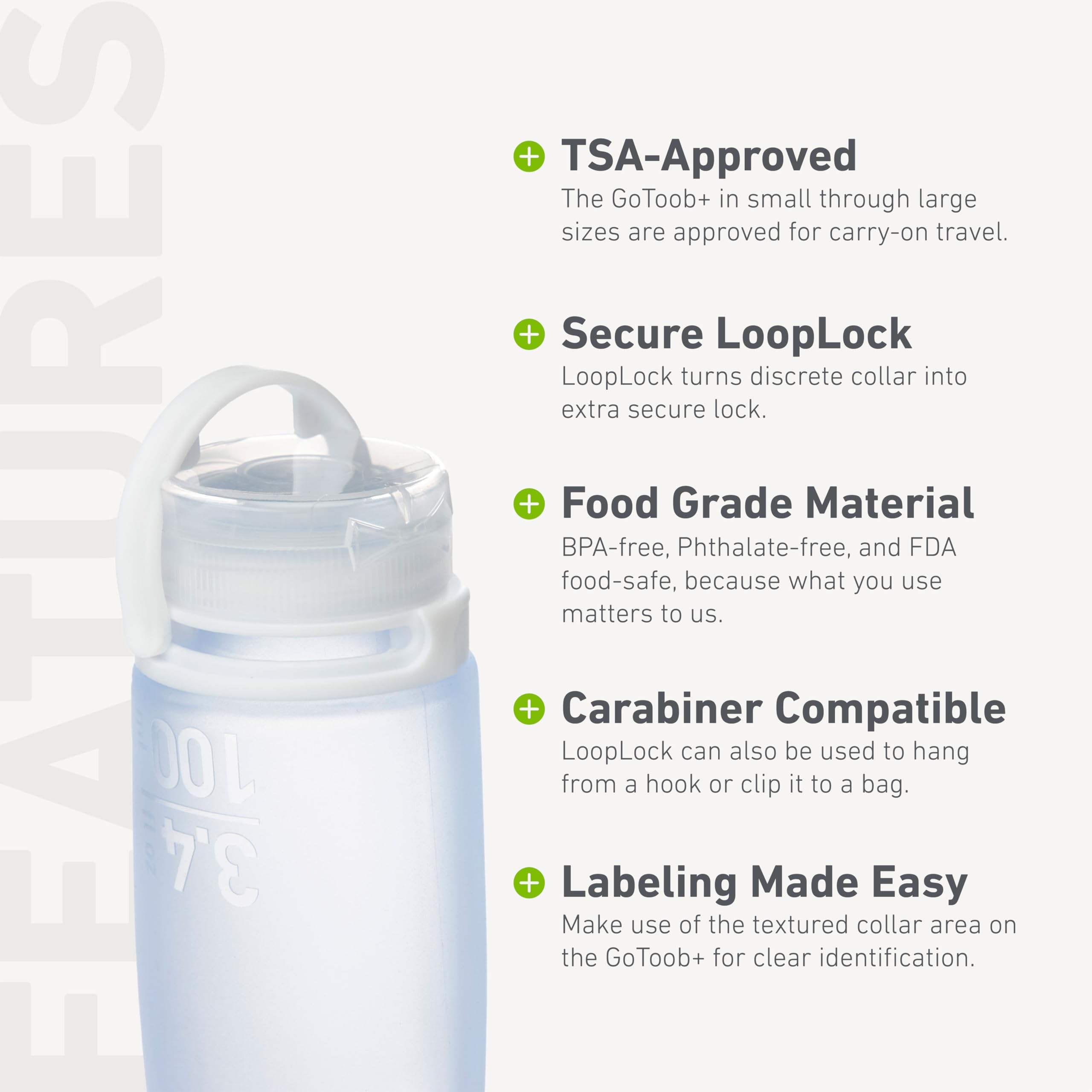 humangear GoToob+ material alimentario sin BPA para uso seguro