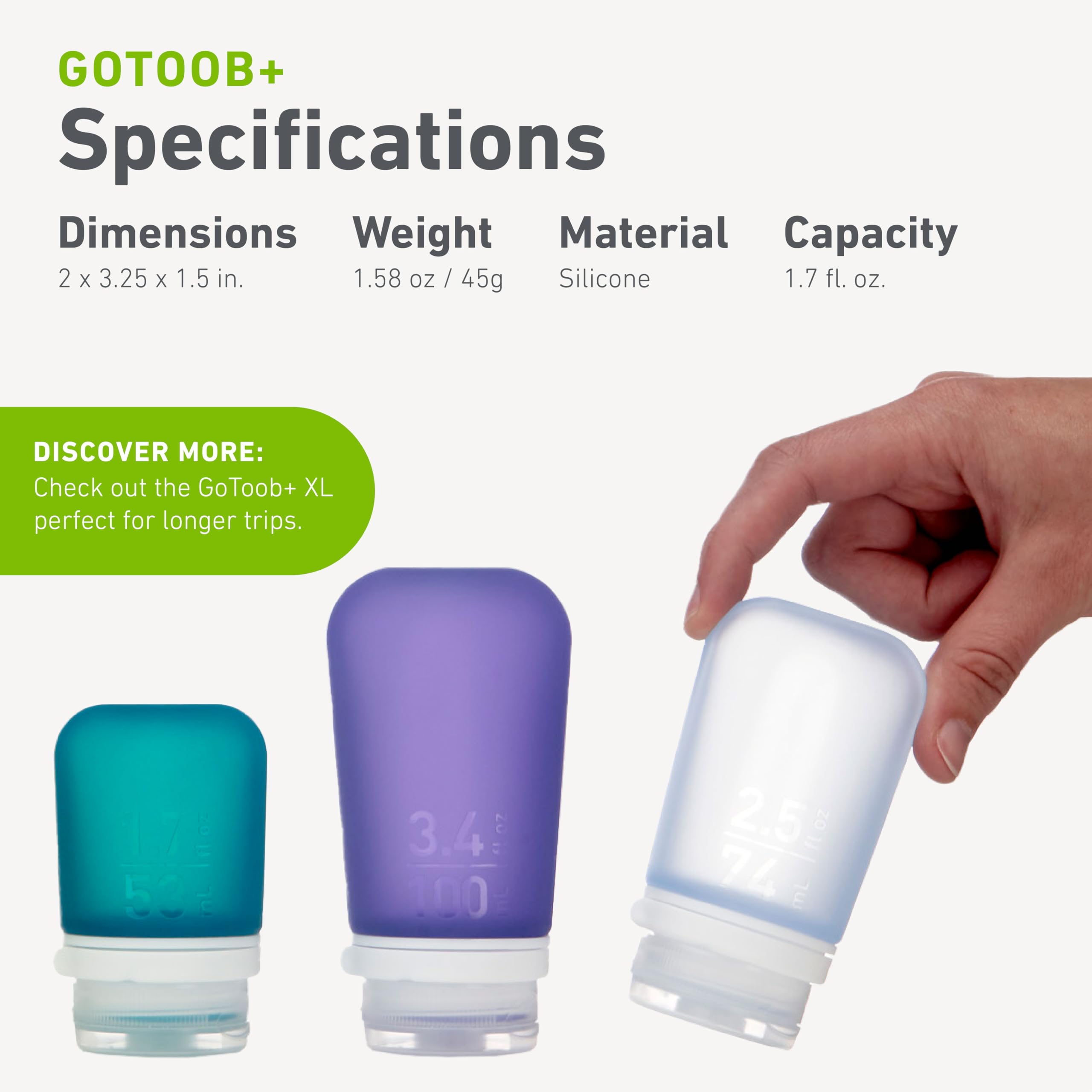 humangear GoToob+ mosquetón compatible para enganchar en la mochila.