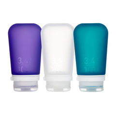 GoToob+ de humangear, botella de viaje de 100 ml lista para rellenar líquidos.