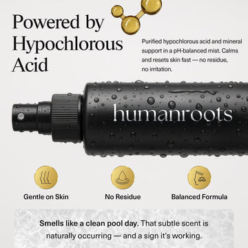 Humanroots lightweight HOCl spray absorbs quickly without residue.