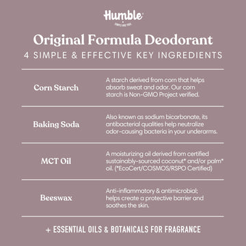 Aroma Patchouli y Copal del Desodorante Humble Brands Original, nota cálida y terrosa.