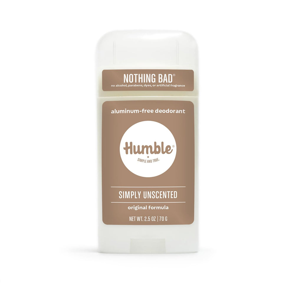 Desodorante Humble Original sin aluminio en botella, control de olores durante todo el día.