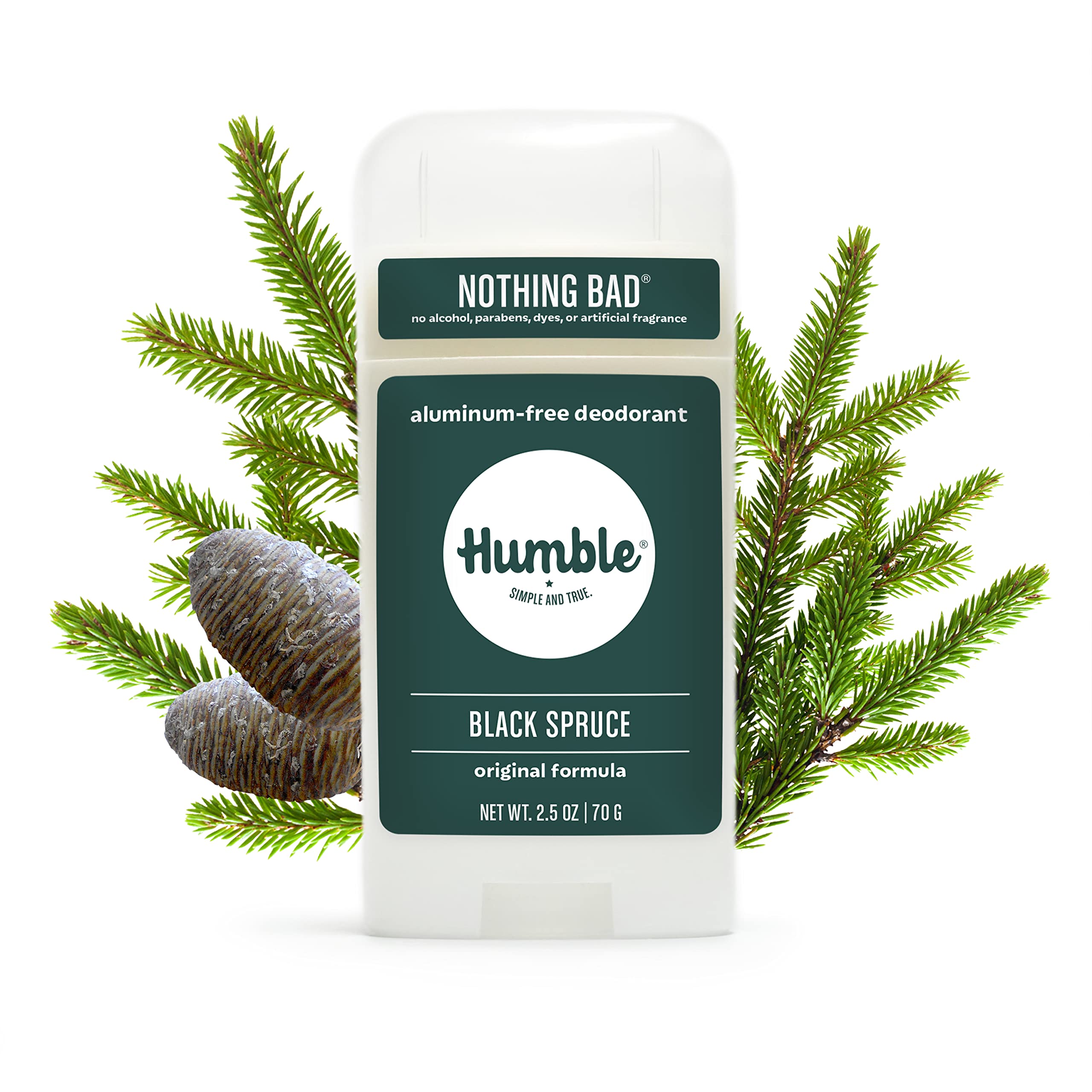 Aceites esenciales y extractos vegetales Humble Brands Original sin aluminum, cuidado suave de la piel.