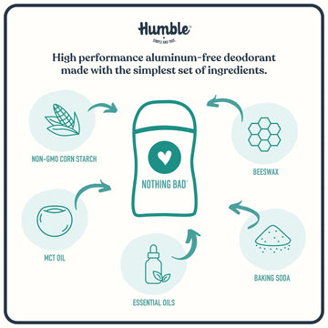 Desodorante Humble Brands Original con ingredientes simples, apto para piel sensible.