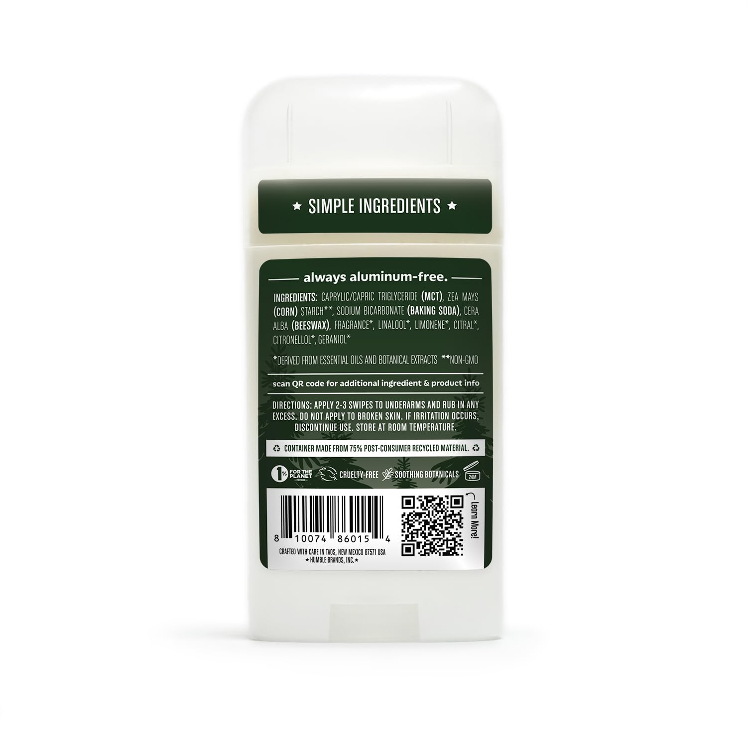 Uso diario Humble Brands Original sin aluminio en climas variados, ayuda a mantener la sequedad.