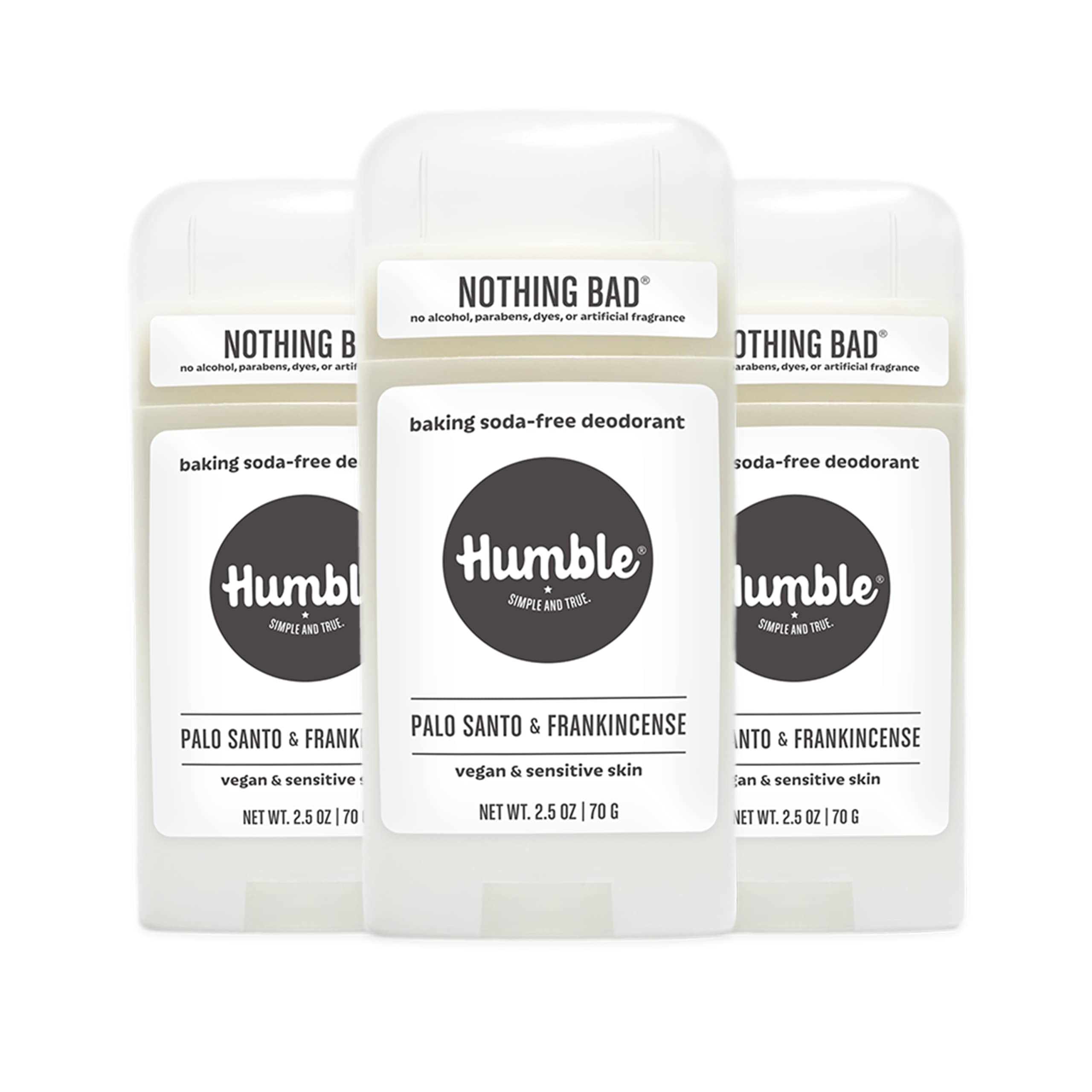 Desodorante Humble sin aluminio, palo santo, frescura diaria.