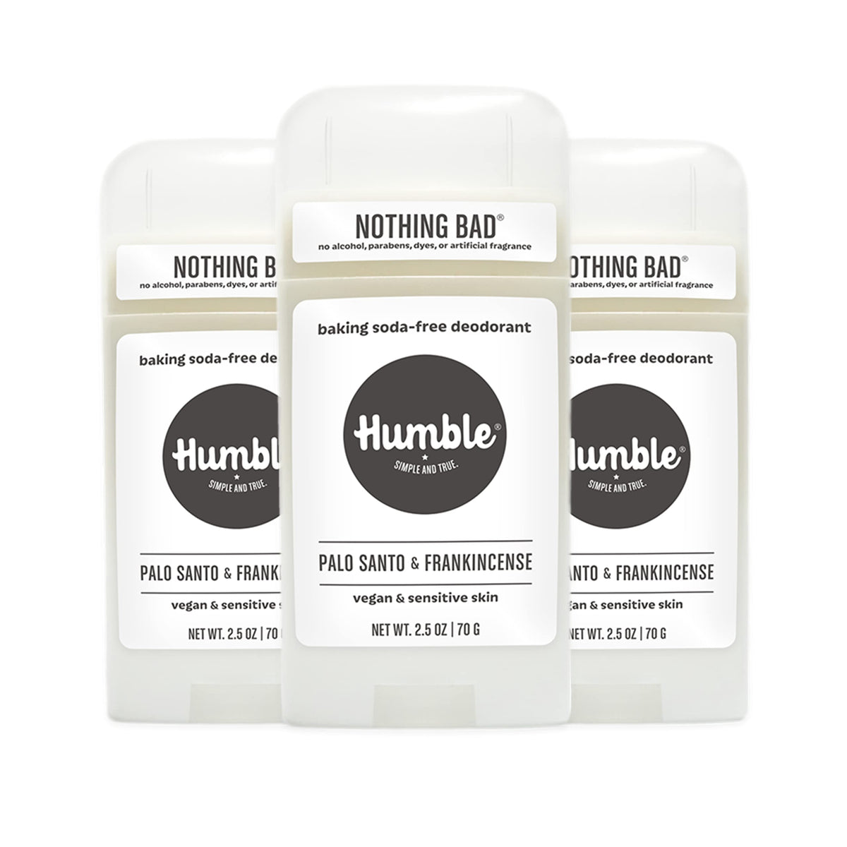 Desodorante Humble sin aluminio, palo santo, frescura diaria.