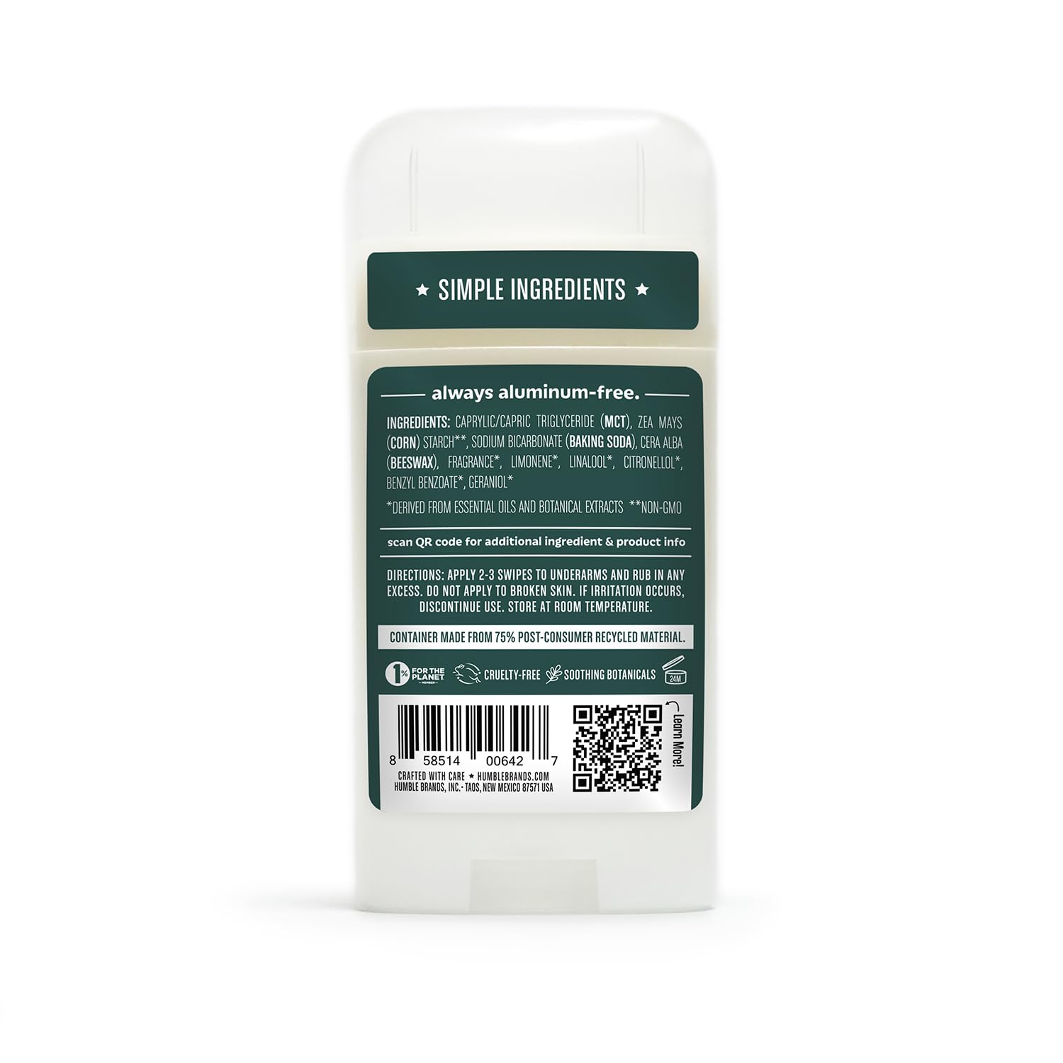 Uso diario recomendado de Humble Brands Original sin aluminio.