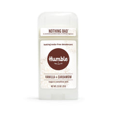 Humble Brands Desodorante Vegano para Piel Sensible, frente del envase, protección diaria.