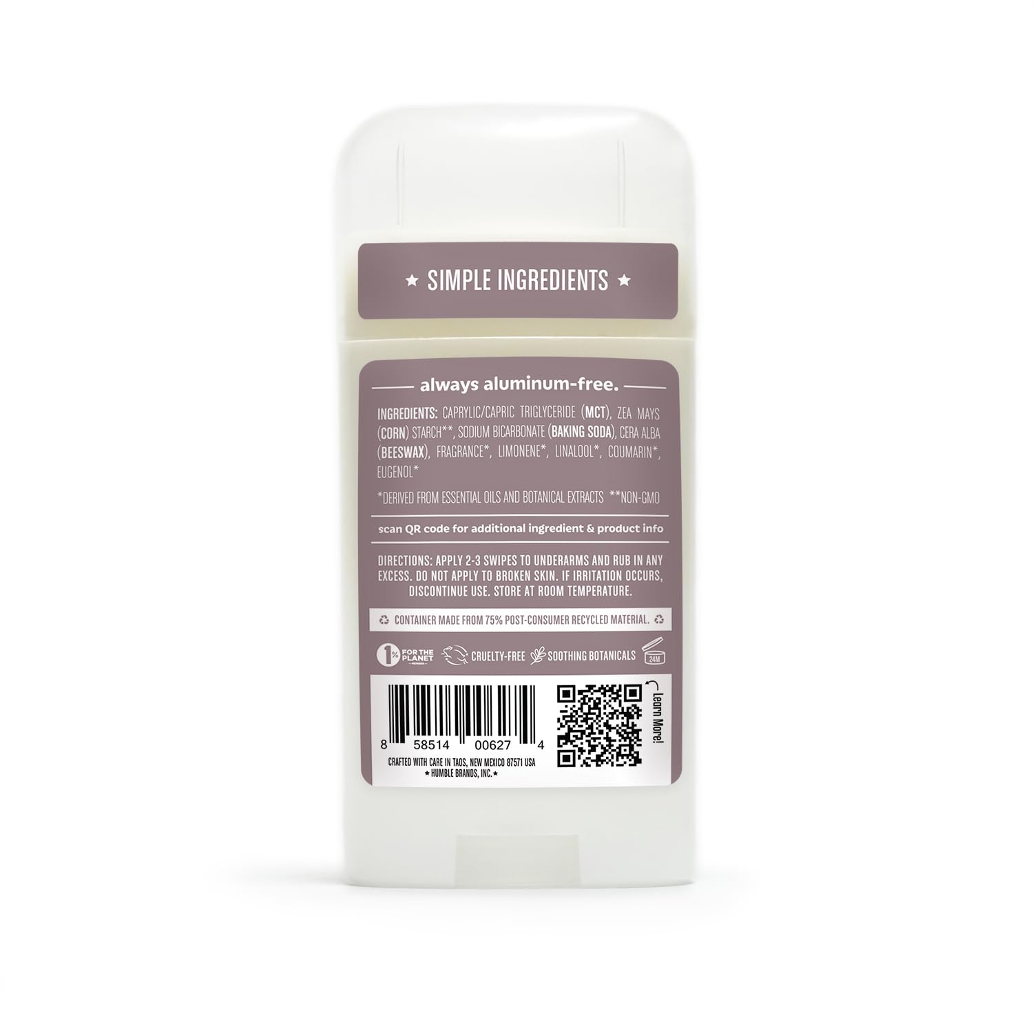 Déodorant Humble Brands Formule Originale certifié sans cruauté par Leaping Bunny