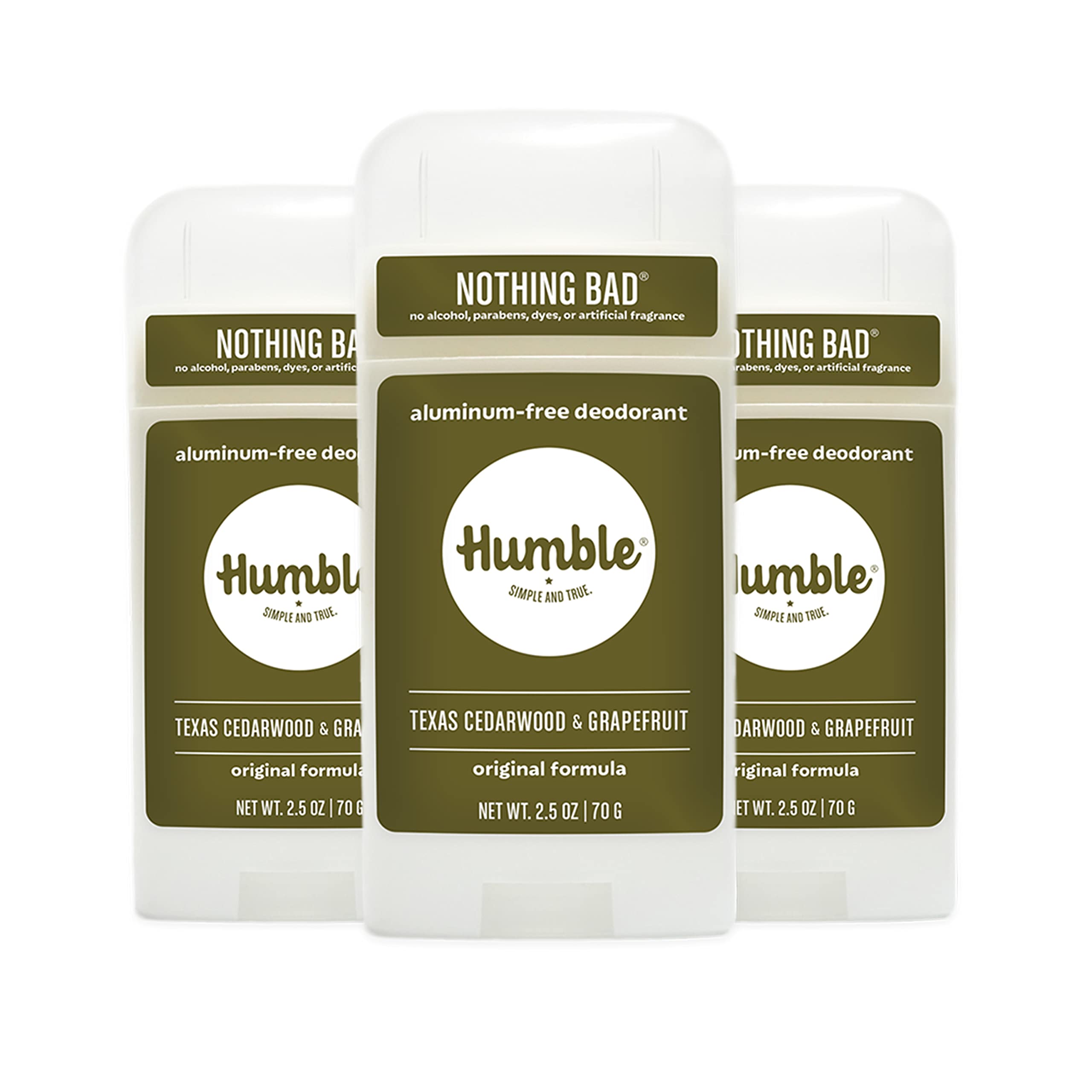 HUMBLE Desodorante Original sin aluminio en pack de 3, aroma suave y duradero