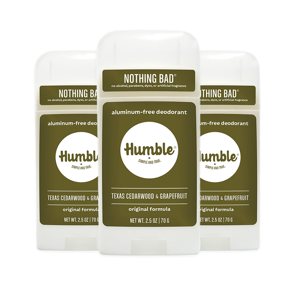 HUMBLE Desodorante Original sin aluminio en pack de 3, aroma suave y duradero
