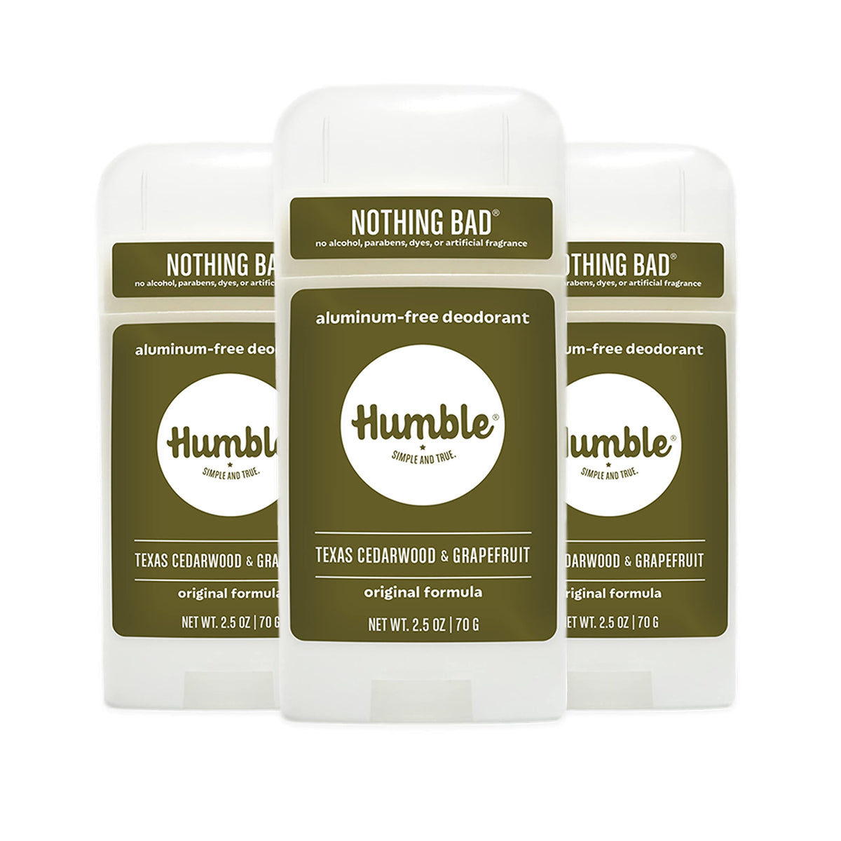 HUMBLE Desodorante Original sin aluminio en pack de 3, aroma suave y duradero