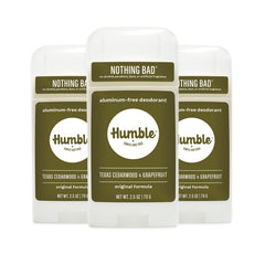 HUMBLE Desodorante Original sin aluminio en pack de 3, aroma suave y duradero