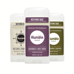 Desodorante Humble sin aluminio, aplicación suave para uso diario.