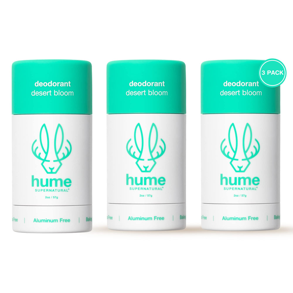Hume Supernatural Desert Bloom: envase transparente que muestra desodorante claro y limpio